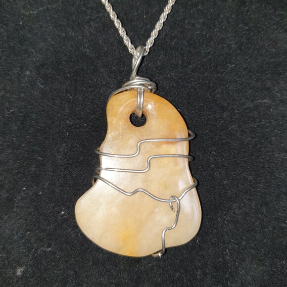 ✨ Bold Handcrafted Natural Yellow Jasper Silver Pendant Necklace ✨ - Picture 9 of 11